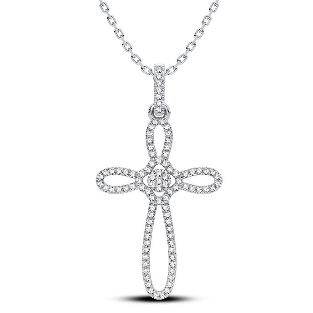 Celestial Sparkle: 14k White Gold Lab Diamond Religious Pendant