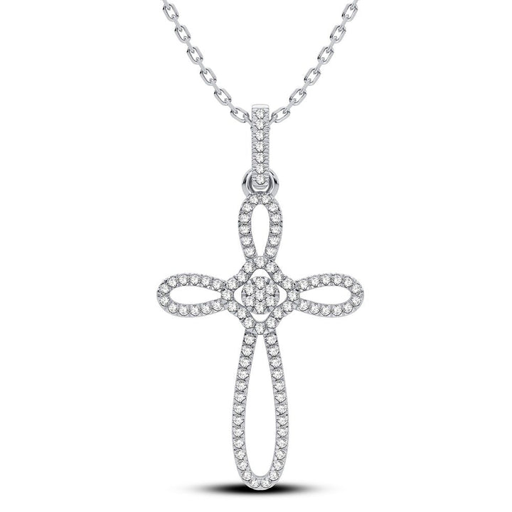 Celestial Sparkle: 14k White Gold Lab Diamond Religious Pendant