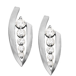 White Platinum Lab Diamond Journey Earrings