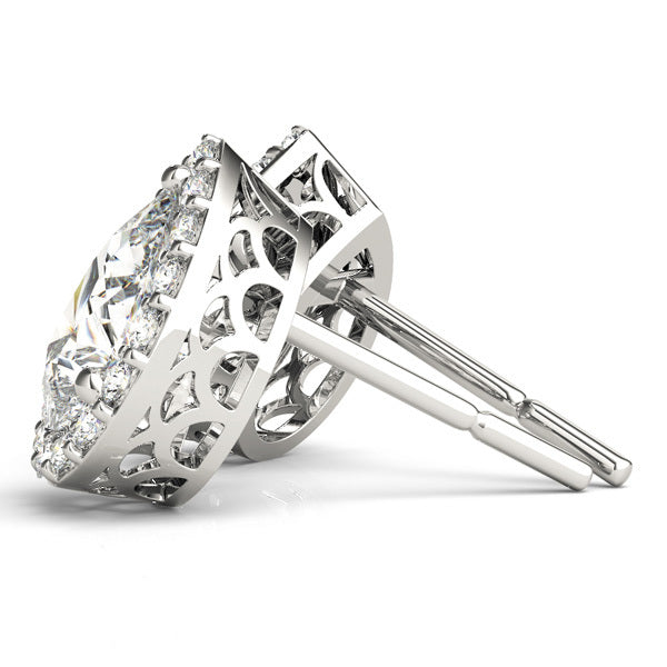 White Gold Lab Diamond Pear Halo Earring Pair