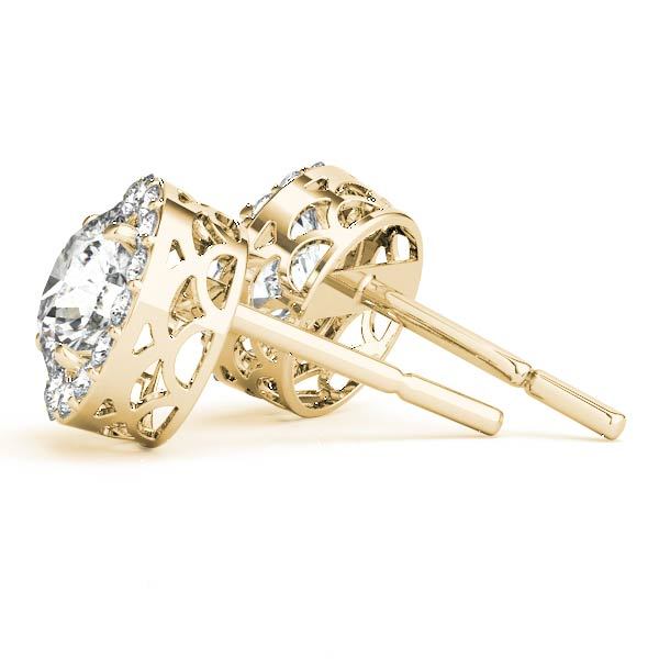 14K Yellow Gold Round Diamond Halo Earrings