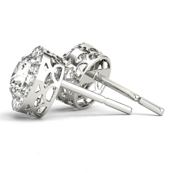 White Platinum Round Diamond Halo Earring Pair