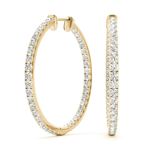 14K Yellow Gold Lab Diamond Hoop Earrings