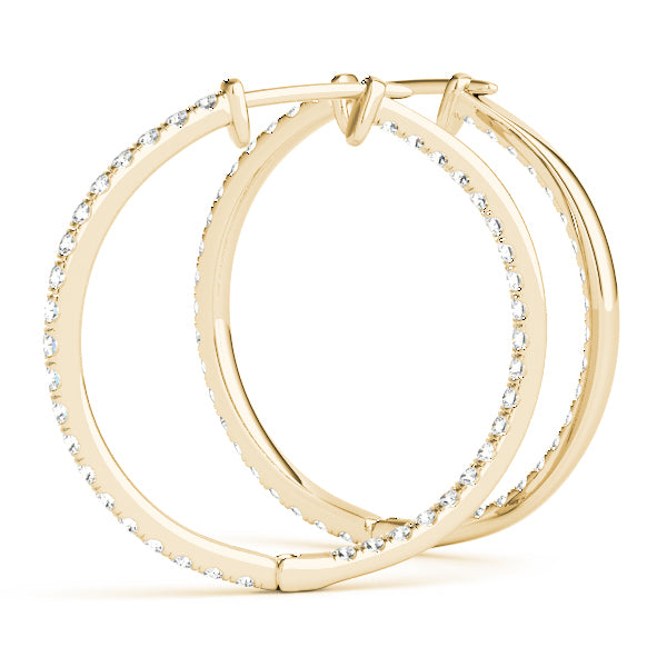 14K Yellow Gold Lab Diamond Hoop Earrings