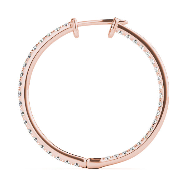14K Rose Gold Diamond Hoop Earrings