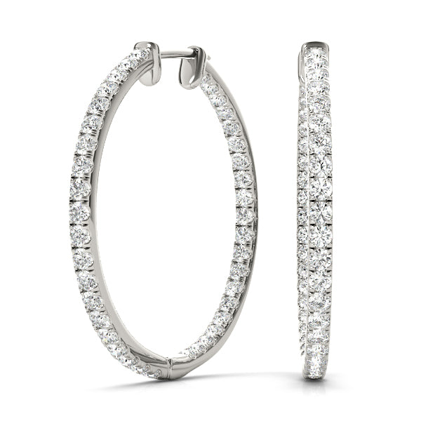 14K Gold Lab Diamond Round Hoop Earrings
