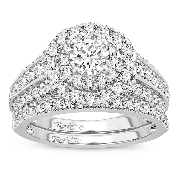 Brilliant 14k White Gold 2CT Lab Diamond Bridal Ring