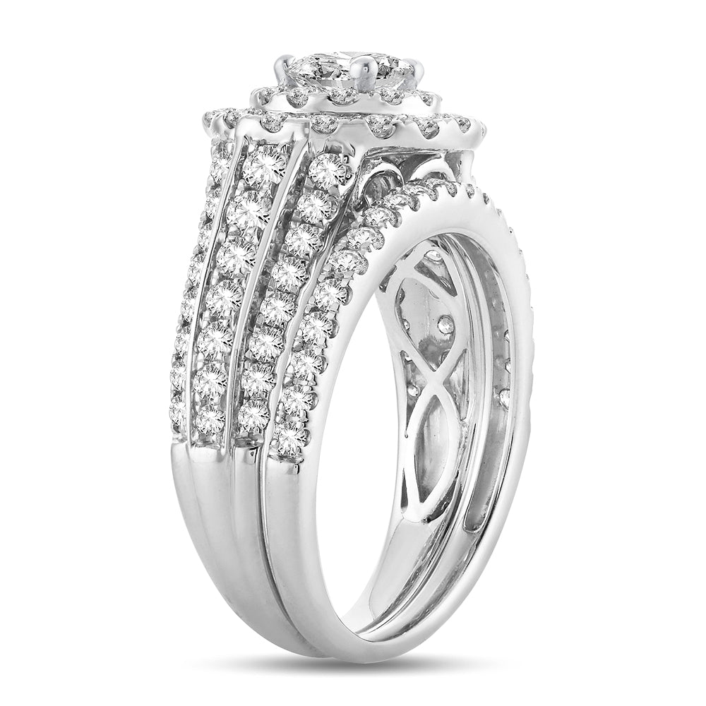 Brilliant 14k White Gold 2CT Lab Diamond Bridal Ring