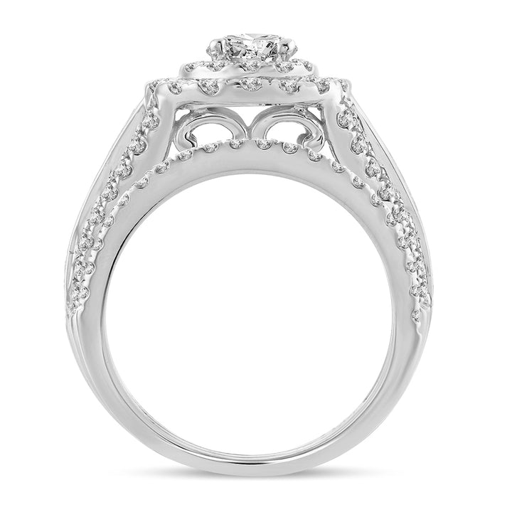 Brilliant 14k White Gold 2CT Lab Diamond Bridal Ring