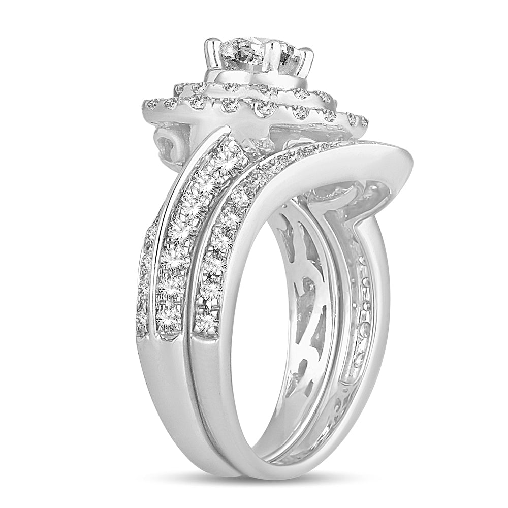 Brilliant 14k White Gold 2CT Lab Diamond Bridal Ring