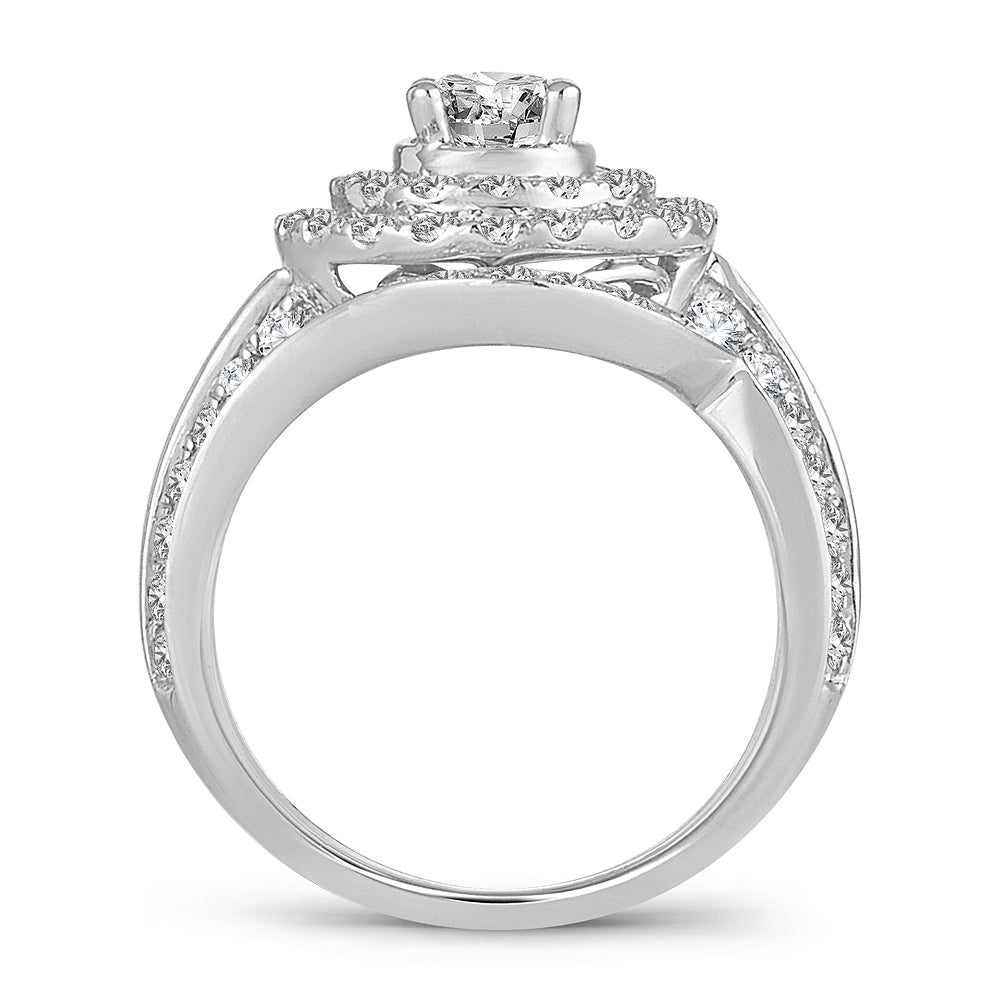 Brilliant 14k White Gold 2CT Lab Diamond Bridal Ring