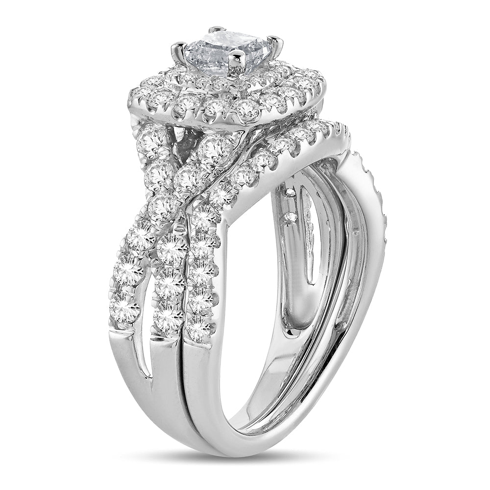 Brilliant 14k White Gold 2CT Lab Diamond Bridal Ring