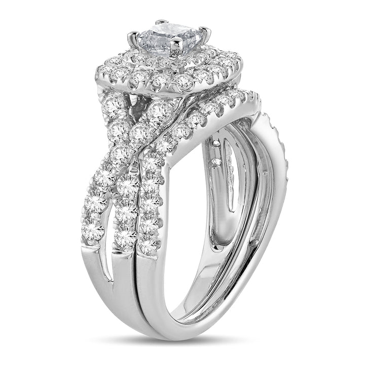 Brilliant 14k White Gold 2CT Lab Diamond Bridal Ring