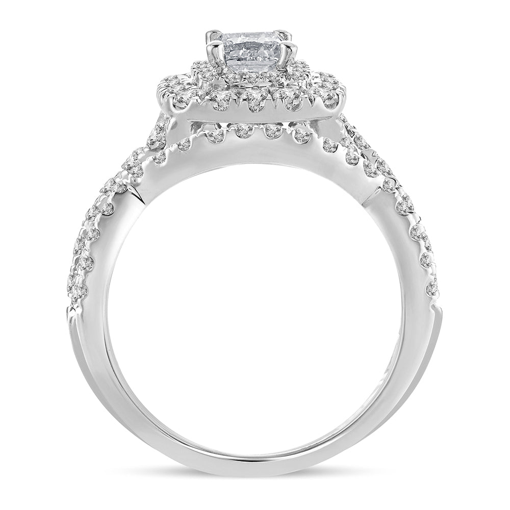 Brilliant 14k White Gold 2CT Lab Diamond Bridal Ring