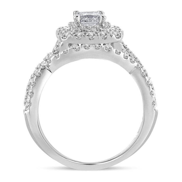 Brilliant 14k White Gold 2CT Lab Diamond Bridal Ring