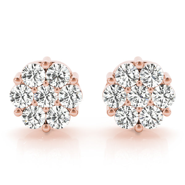 Rose Gold Lab Diamond Cluster Earrings