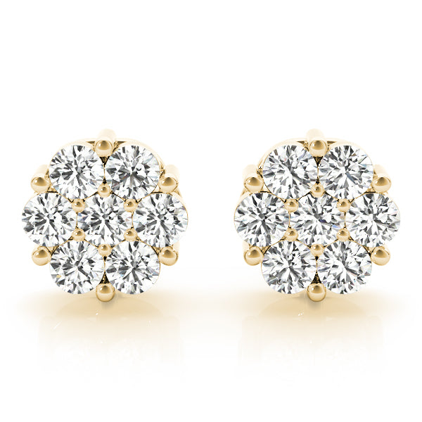 14K Yellow Gold 0.49ctw Diamond Cluster Earrings