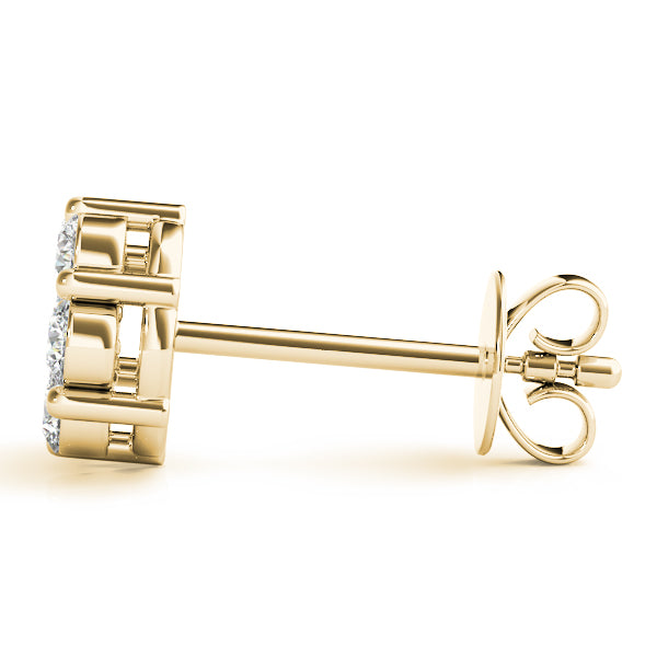 Yellow Gold 7-Stone Lab Diamond Cluster Earrings