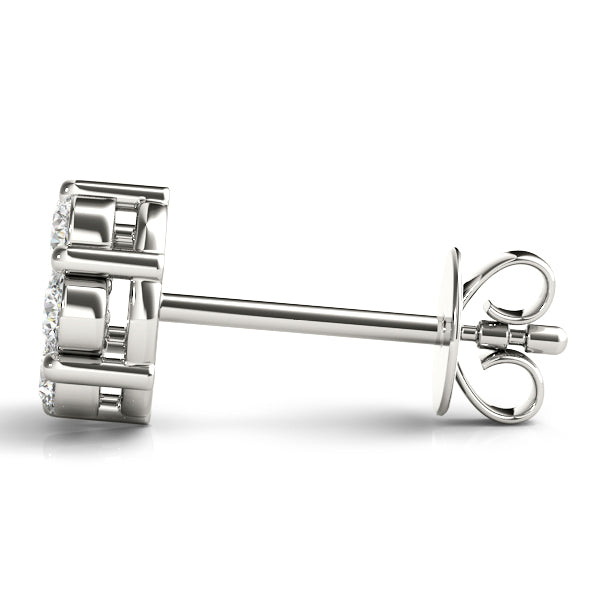 White Platinum 7-Stone Diamond Cluster Earrings