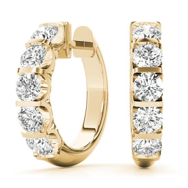 14K Yellow Gold Lab Diamond Hoop Earrings