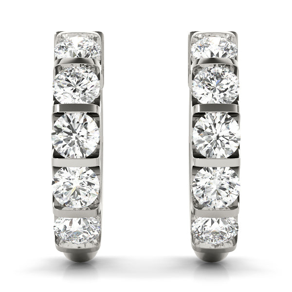 18K White Gold Lab Diamond Hoop Earrings