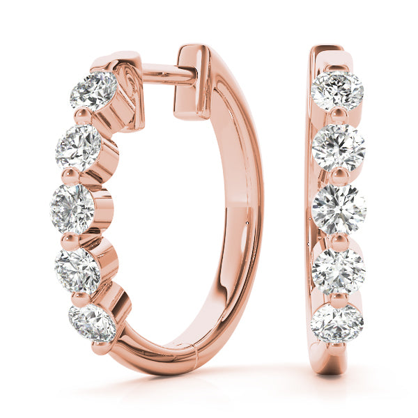 14K Rose Gold Lab Diamond Hoop Earrings