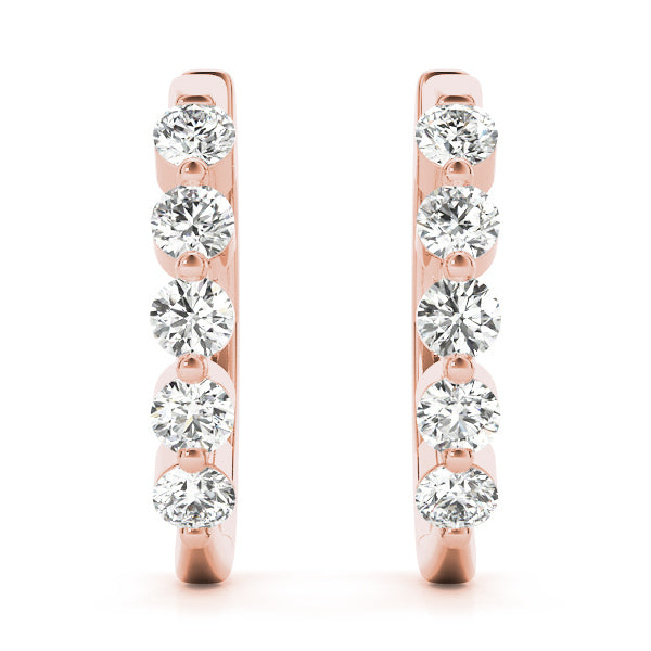 14K Rose Gold Lab Diamond Hoop Earrings