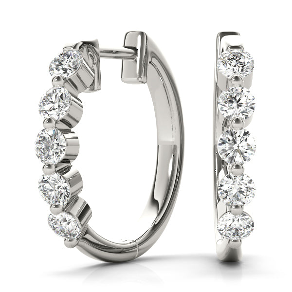 18K White Gold Lab Diamond Hoop Earrings