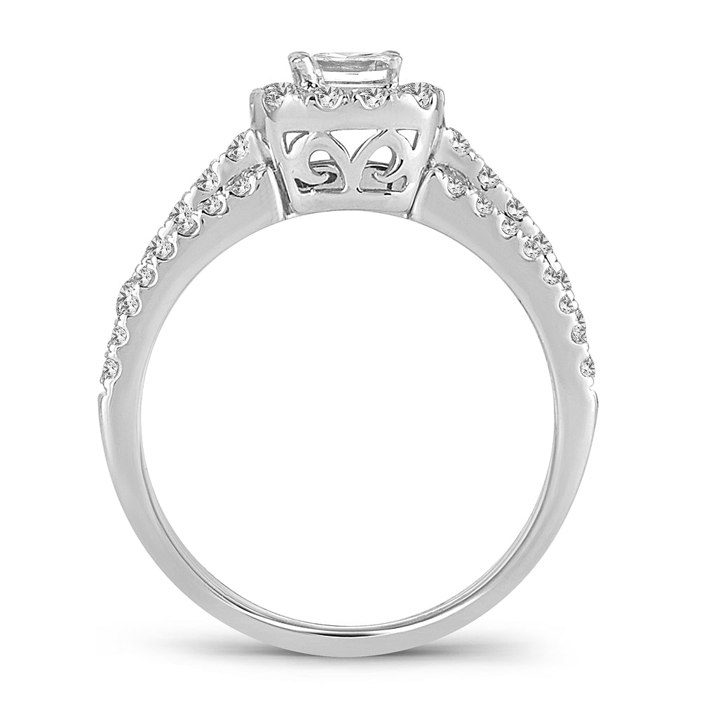 14k White Gold 1.00CT Lab Diamond Womens Engagement Ring