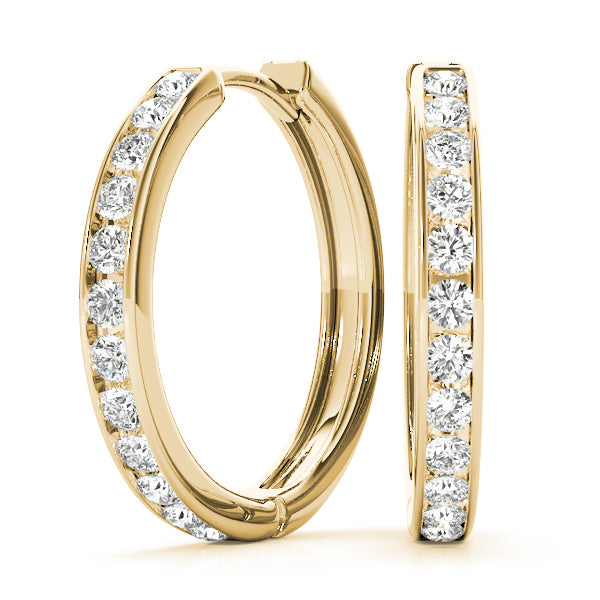 14K Yellow Gold Diamond Hoop Earrings