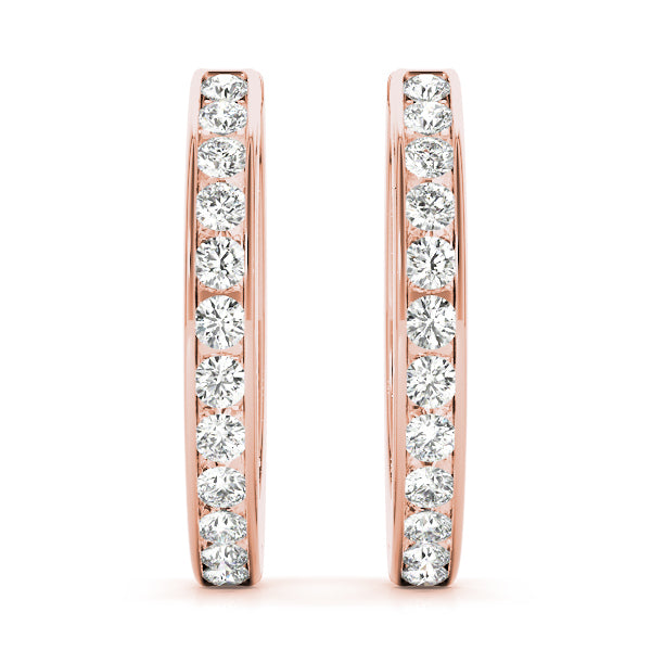 14K Rose Gold Lab Diamond Hoop Earrings