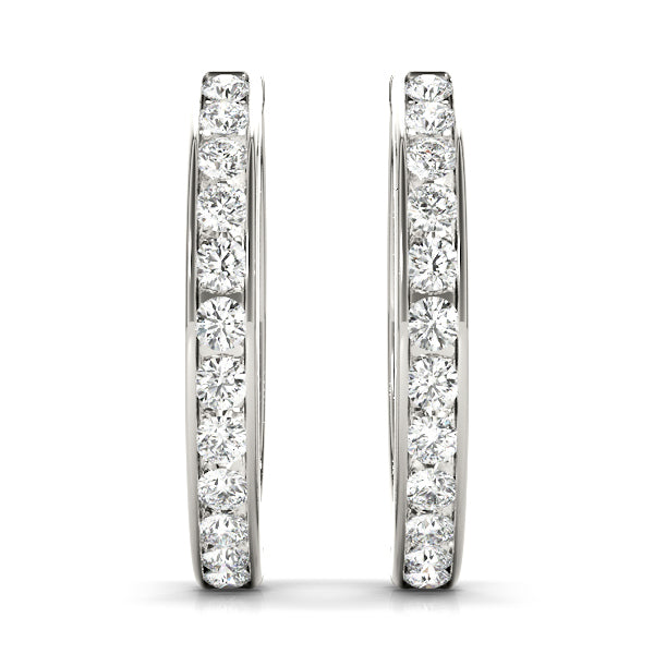 18K White Gold Lab Diamond Hoop Earrings