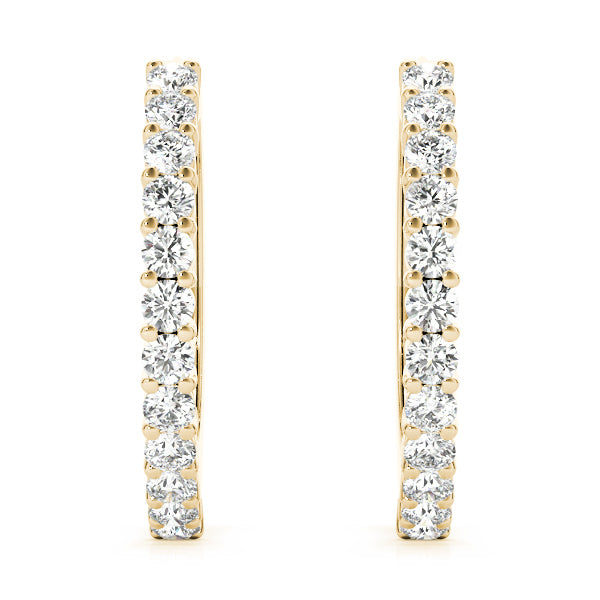 14K Yellow Gold Diamond Fashion Hoop Earrings
