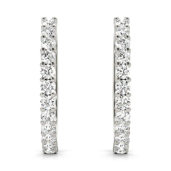 18K White Gold Lab Diamond Hoop Earrings