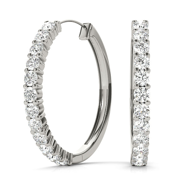 18K White Gold Lab Diamond Hoop Earrings