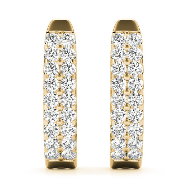 18K Yellow Gold Diamond J-Hoop Earrings