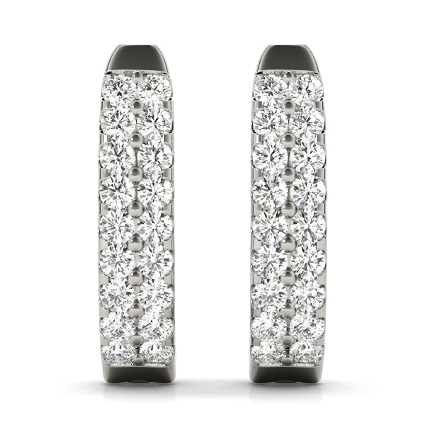 Platinum Diamond J-Hoop Earrings | Lab Grown