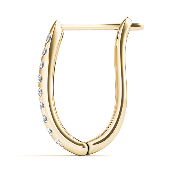 18K Yellow Gold Diamond J-Hoop Earrings