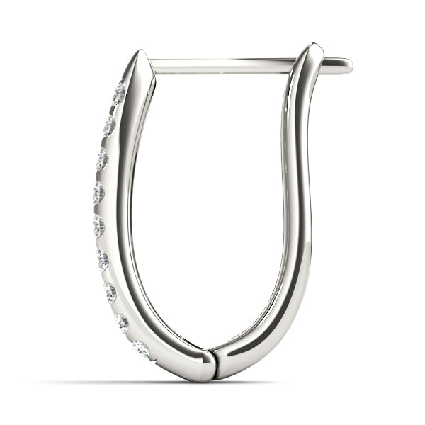 Platinum Diamond J-Hoop Earrings | Lab Grown