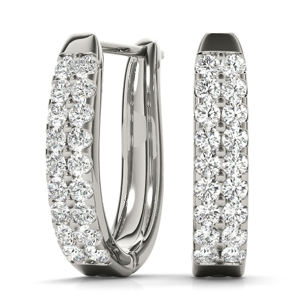 White Gold Lab Diamond J-Hoop Earrings