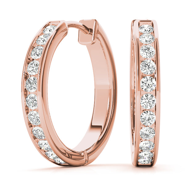 18K Rose Gold Lab Diamond Hoop Earrings