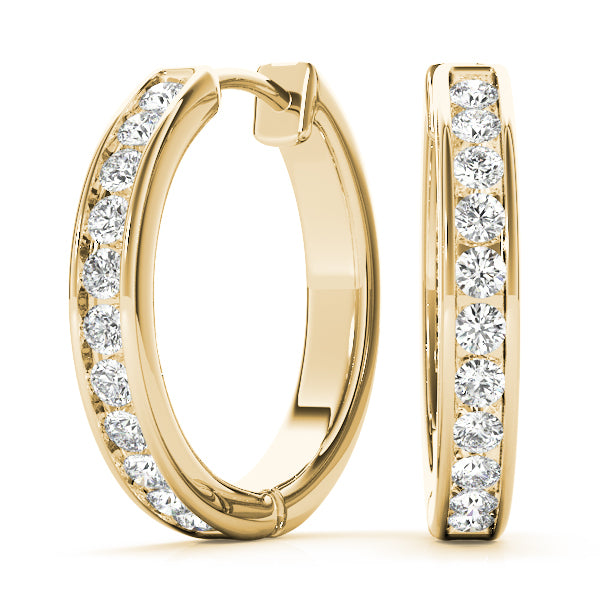 14K Yellow Gold Lab Diamond Hoop Earrings