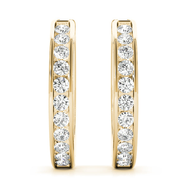 18K Yellow Gold Diamond Hoop Earrings