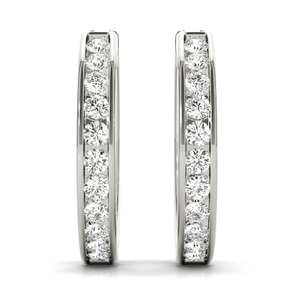Platinum Diamond Hoop Earrings - Lab Created