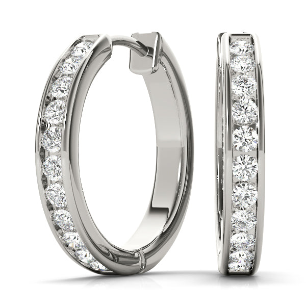 18K White Gold Lab Diamond Hoop Earrings