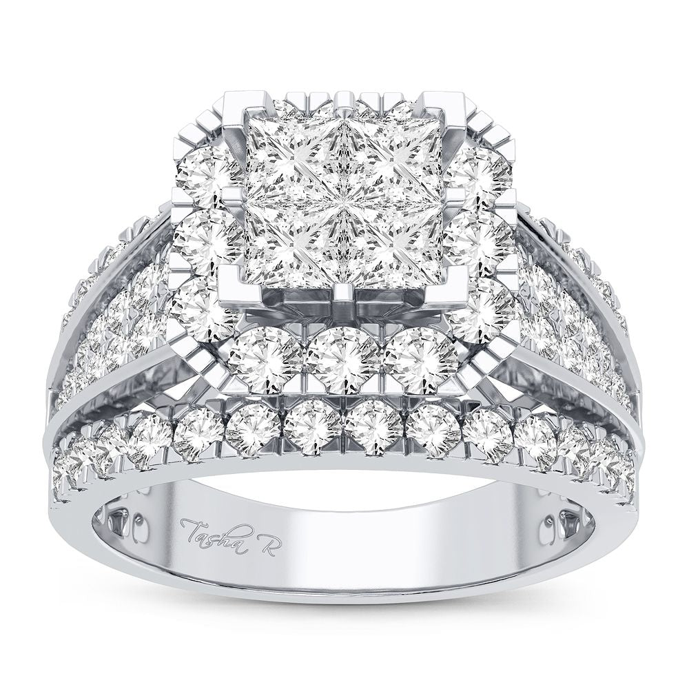 Brilliant 14k White Gold 2CT Lab Diamond Engagement Ring