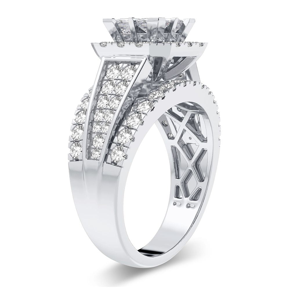 Brilliant 14k White Gold 2CT Lab Diamond Engagement Ring