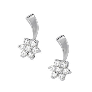 White Gold 7-Stone Lab Diamond Cluster Earrings