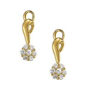 White Platinum Round Diamond Cluster Earrings