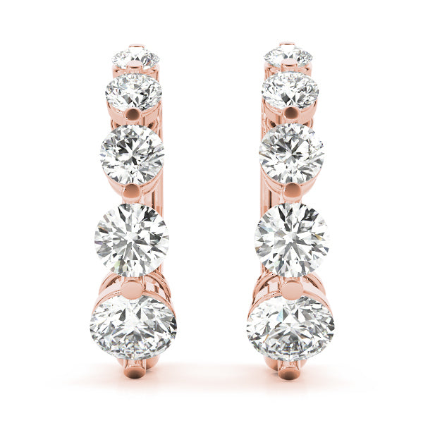 14K Rose Gold Diamond Journey Earrings